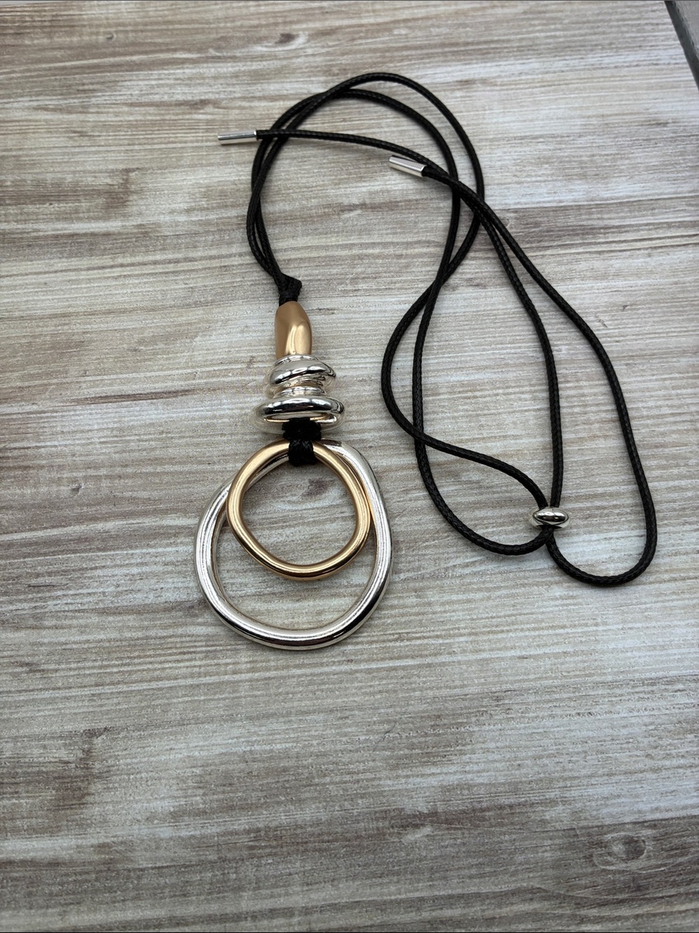 Chico’s Two-Tone Silver and Gold Ring Pendant Necklace - Women Jewelry